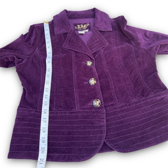 Live A Little Women’s Stretchy Corduroy Plum Button Up Jacket Size Large - Picture 5 of 9